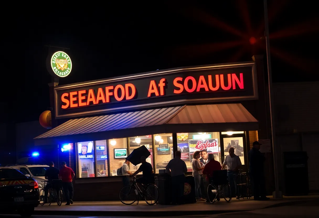 Police outside Red Pier Seafood Restaurant investigating a shooting incident