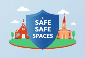 Illustration representing safe spaces for schools and churches