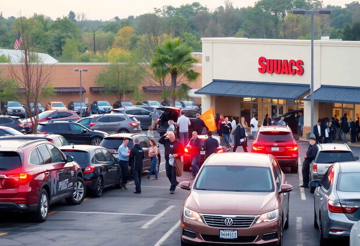 Parking lot scene illustrating the aftermath of domestic violence incident.