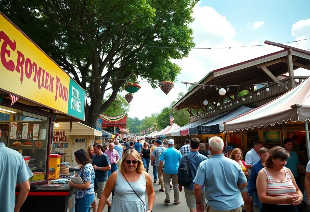 A vibrant Southern festival featuring community members enjoying various activities.