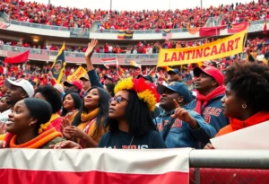 Fans celebrating at the Southern Heritage Classic football game in Memphis