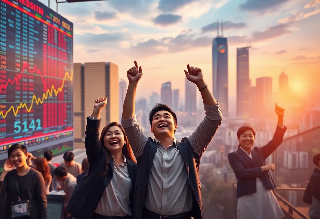 Celebration of rising Asian stock markets