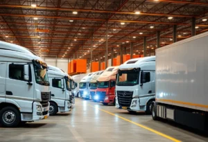 Fleet of trucks illustrating Werner Enterprises after acquisition of FirstFleet