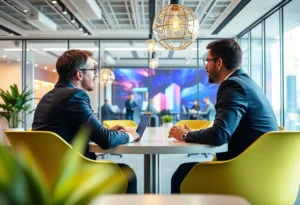 Corporate office scene representing Disney leadership transition