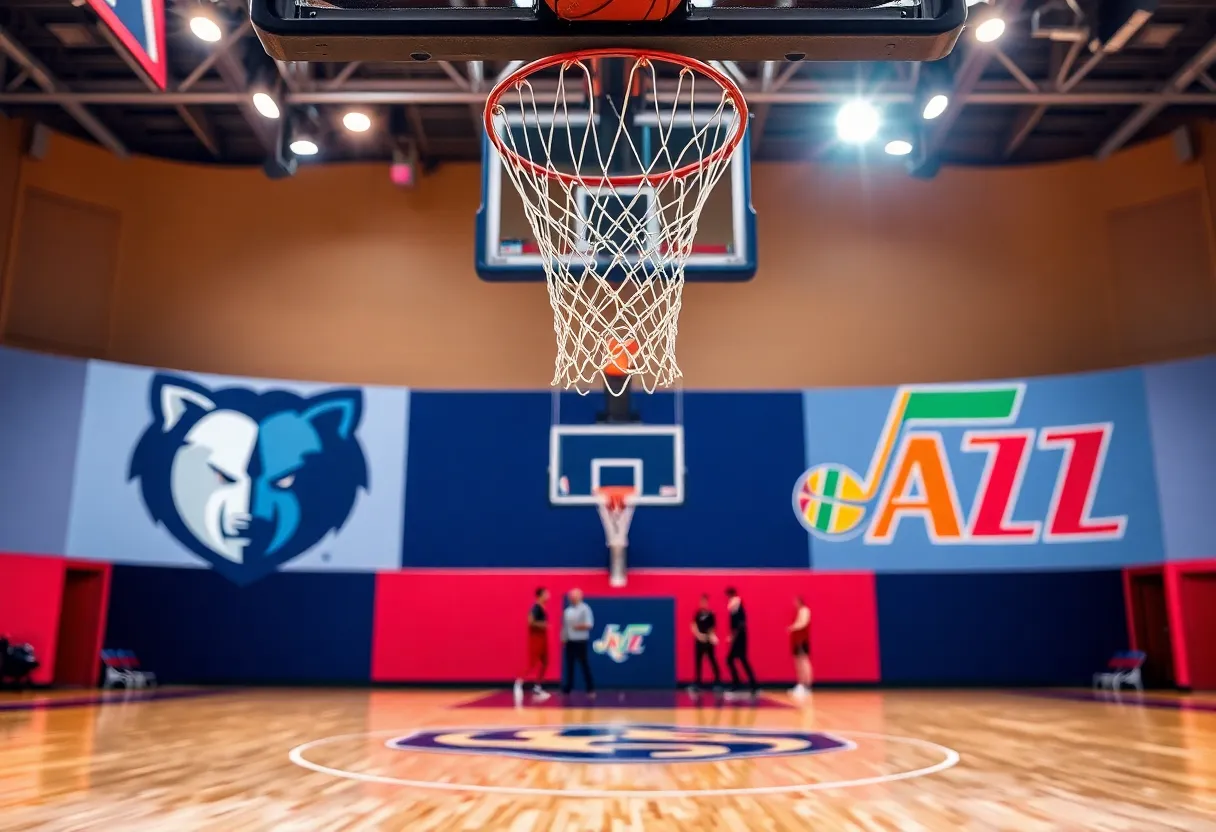 Memphis Grizzlies and Utah Jazz basketball match scene