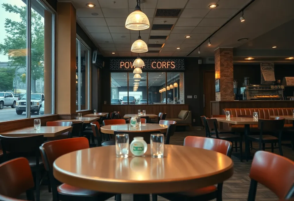 Empty tables at a Memphis restaurant affected by revenue decline