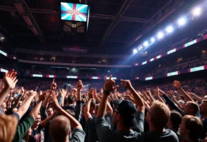 Wrestling fans at WWE Elimination Chamber in Chicago