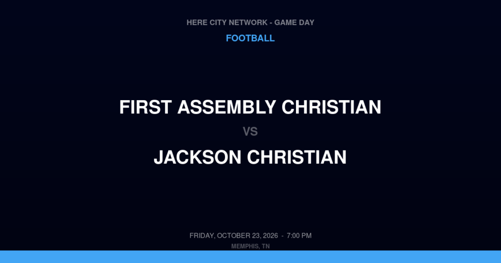 First Assembly Christian vs. Jackson Christian — Football Game Day — Jackson, TN — Oct 23, 2026